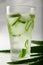 Glass of organic aloe vera drink.