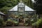 glass panels and metal framework of a victorian greenhouse