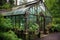 glass panels and metal framework of a victorian greenhouse