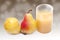 Glass of pear\'s juice with pears