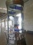 A glass pedestal with the symbols of the Confederations Cup 2017 and the 2018 World Cup in the metro station with a mannequin in t