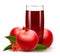 Glass of pomegranate juice with fruit.