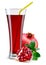 Glass of pomegranate juice with fruit isolated on white.