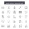 Glass product manufacture line icons, signs, vector set, outline illustration concept