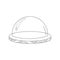 Glass protective dome on wooden stand in sketch doodle style