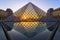 Glass pyramid sunset