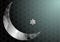 Glass Ramadan moon on dark green Islamic pattern background