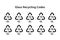 glass recycling codes, set of glass recycling symbol special icon for sorting and recycling, black filled packing vector