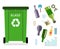 Glass recycling garbage can trash isolated flat design icon vector illustration