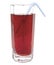 Glass of red apple juice with tubule