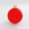 Glass Red Christmas tree toy on a gray background, mocap, 3d render.