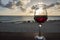 Glass of Red Wine Against Sunset #2