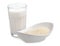 Glass of rice milk with bowl of rice