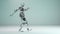 glass robot dancing, House dance, robotic figure having fun, mascot looping, cyborg monster