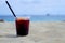 Glass of sangria on the beach