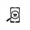 Glass searching for shopping smart phone. Online shopping icon
