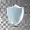Glass shield. Blue acrylic security shield or plexiglass plate with gleams and light reflections. Concept of award trophy