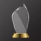 Glass shining trophy Isolated on black transparent background. Glass Trophy Award illustration