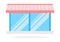 Glass shop window with canopy vector icon flat isolated illustration