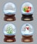 Glass snow ball. Crystallizing magical christmas toy snowglobe vector realistic template