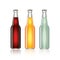 Glass soda bottles on white vector