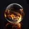 A glass sphere with flames inside