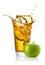 Glass of splashing apple juice