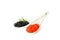 Glass spoons with caviar isolated