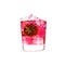 Glass of strawberry cordial isolated on interesting background
