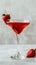 Glass of Strawberry Martini With Fresh Strawberries