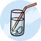 Glass tall glass with water and ice cubes, cartoon vector illustration