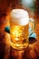 Glass tankard of frothy craft beer