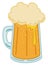 Glass tankard with handle and filled with delicious beer, Vector illustration