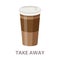 Glass of the tasty coffee. Brown drink for take away