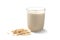 Glass of tasty oat milk on white background