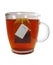 Glass teacup with teabag