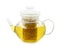 Glass teapot with camomile tea