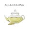 Glass teapot full of milk oolong tea