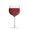 A glass on a thin leg with red wine on a white background. Front view. 3D rendering