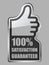 Glass thumb up satisfaction guaranteed label