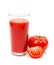 Glass of tomato juice with fruit isolated