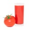 Glass with tomato juice isolated