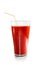 Glass of tomato juice and a straw