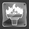 Glass torch icon with flame