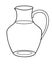 Glass transparent jug - vector linear picture for coloring. Glass carafe for drinks. Outline.
