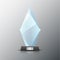 Glass trophy award isolated. Vector blank award on bright background. Crystal glossy design winner