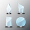 Glass trophy award set isolated. Vector blank award on bright background. Crystal glossy design winner