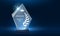 Glass trophy award shining with light. Realistic prize for winner in nomination. First place crystal glossy reward