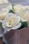 Glass Vase of Cream Silk Roses