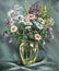 Glass vase with wild flowers